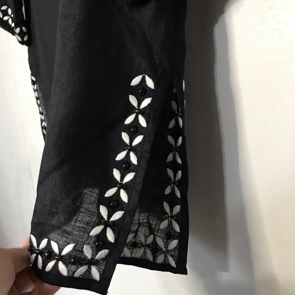 Tory Burch black embellished linen tunic - Picture 5 of 5